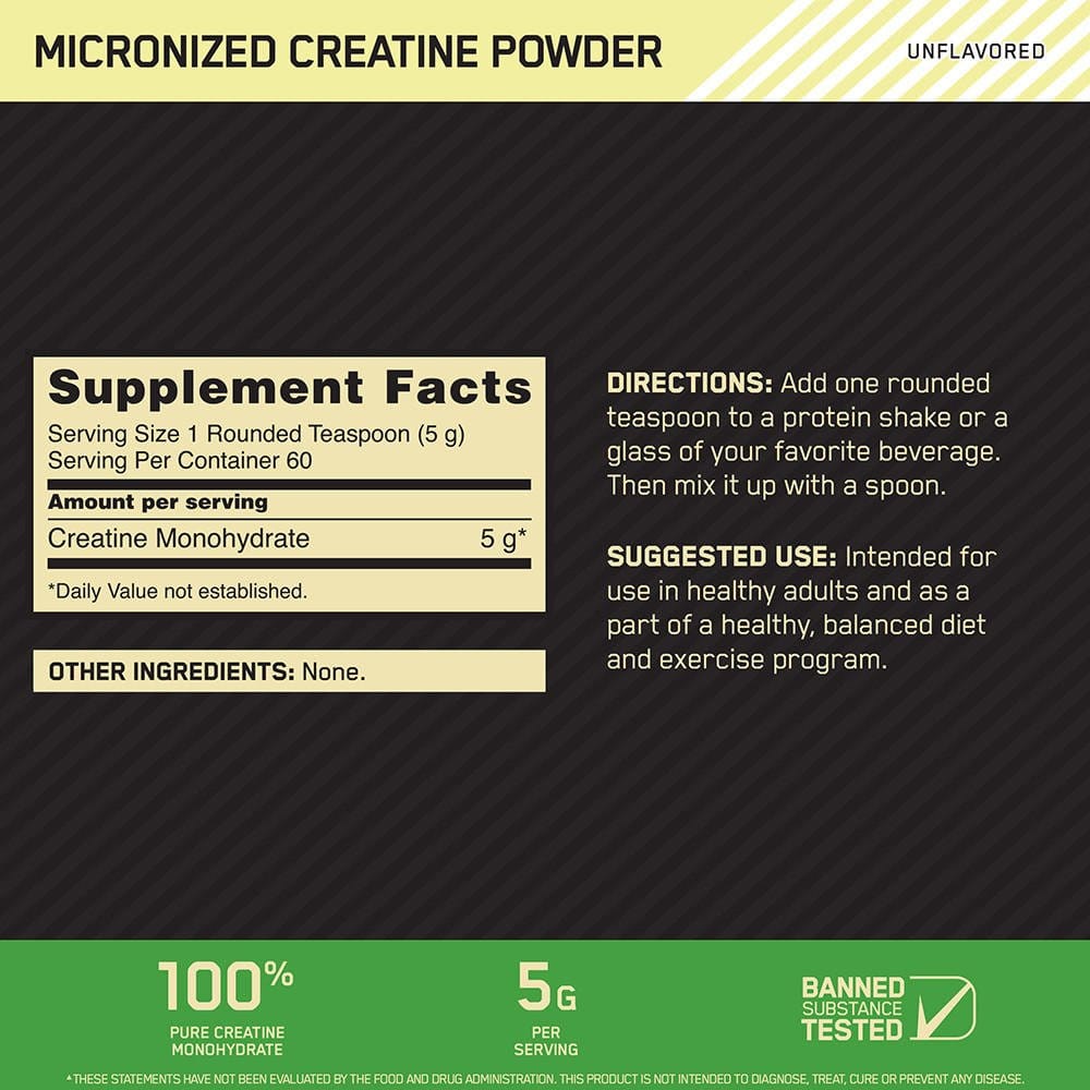 MICRONIZED CREATINE POWDER 300 GR 60 Serv